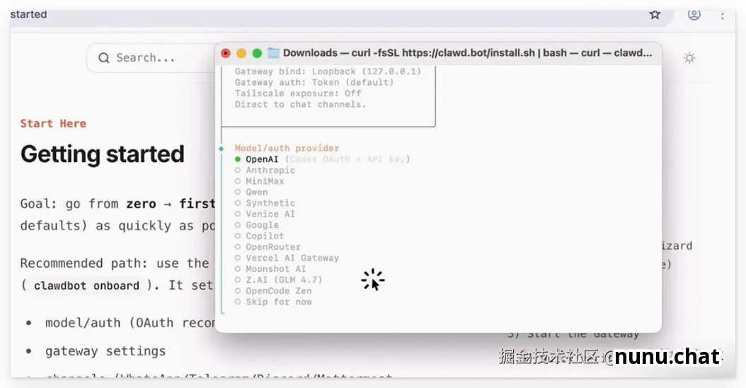 终端执行ClawdBot安装脚本界面